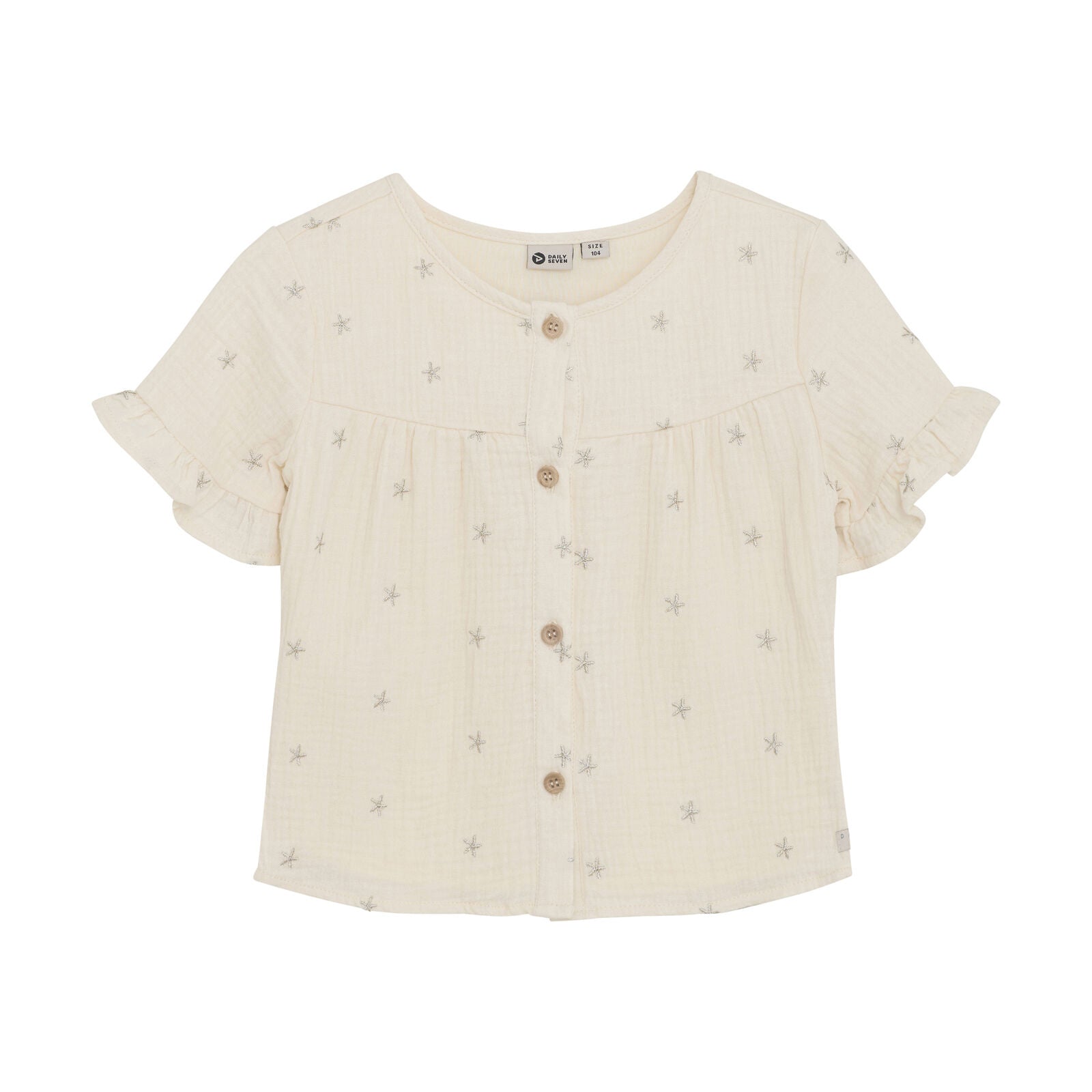 Blouse ruffle print korte mouwen