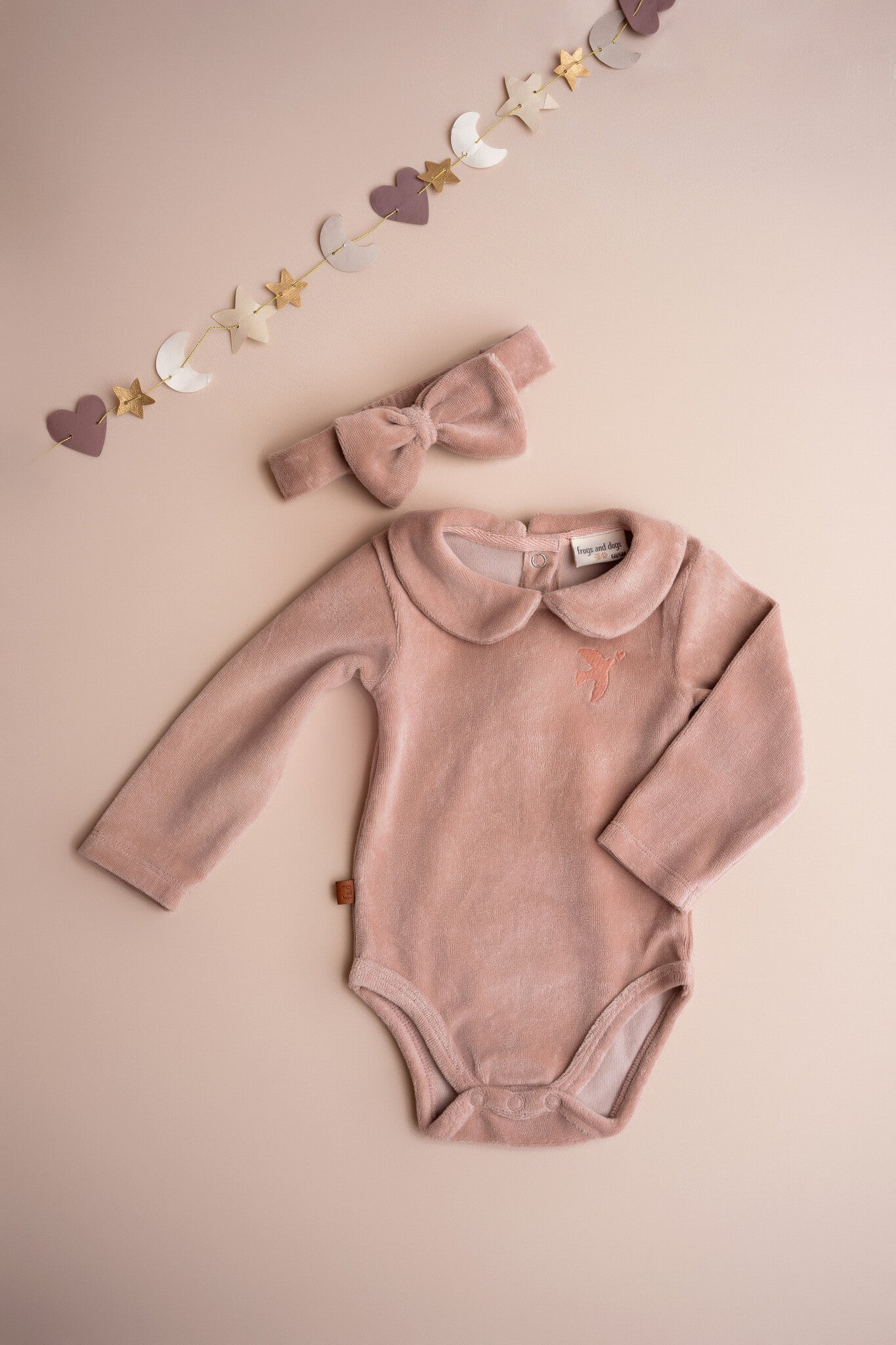 Frogs and Dogs Velvet romper oud roze